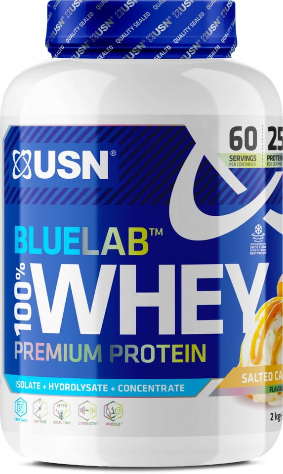 Eiwitpoeders USN BlueLab 100% Whey Premium Protein slaný karamel 908g